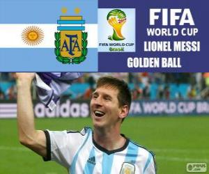 Puzzle Lionel Messi, χρυσή μπάλα. Βραζιλία 2014 Παγκόσμιο Κύπελλο ποδοσφαίρου